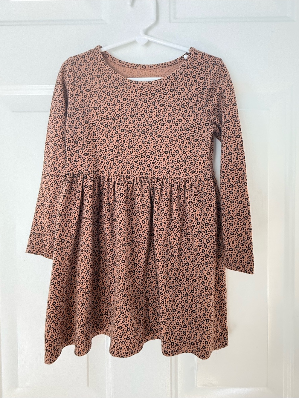 Girls' Long Sleeve Leopard Print Dress